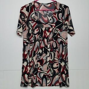Nally & Millie Red White Black Top Large